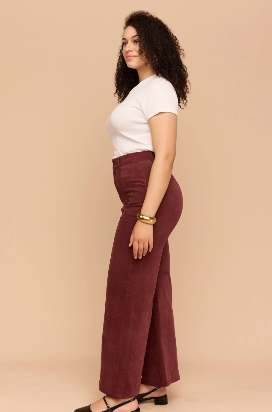 Frock Me Out BURGUNDY Cord High Waist Pant
