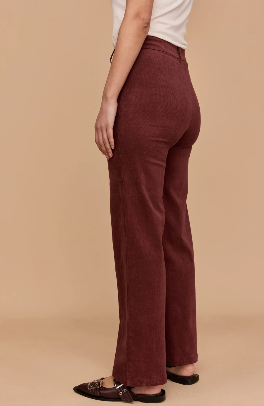 Frock Me Out BURGUNDY Cord High Waist Pant