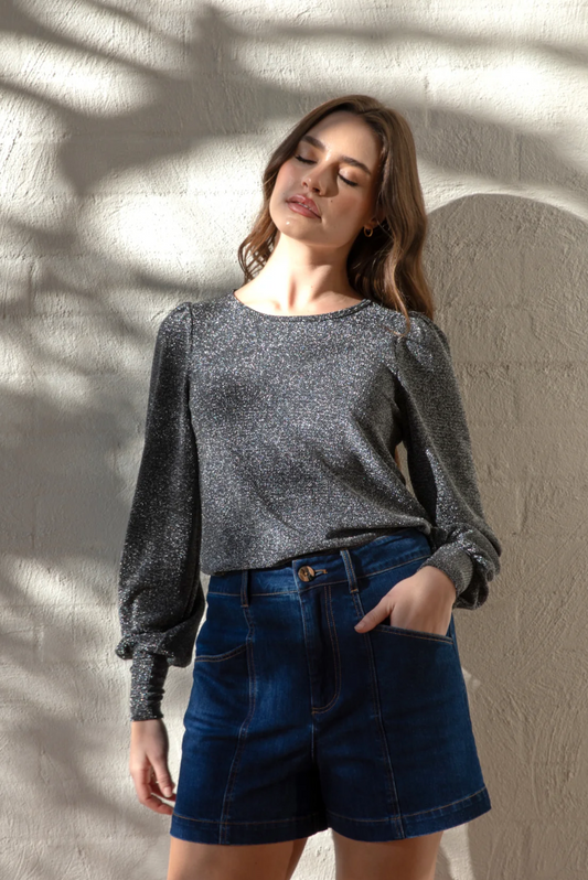 Frock Me Out Silver Lurex top