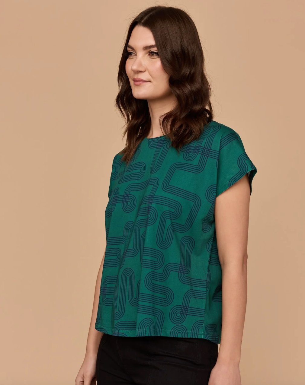 Frock Me Out Labyrinth capped sleeve tee